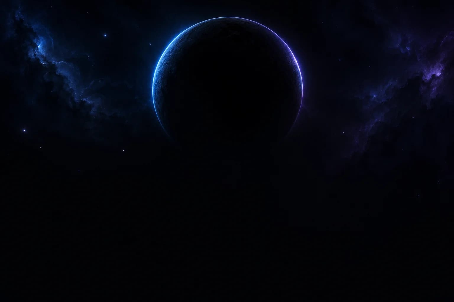 Eclipse con luz azul violeta, en un visual ilustrativo